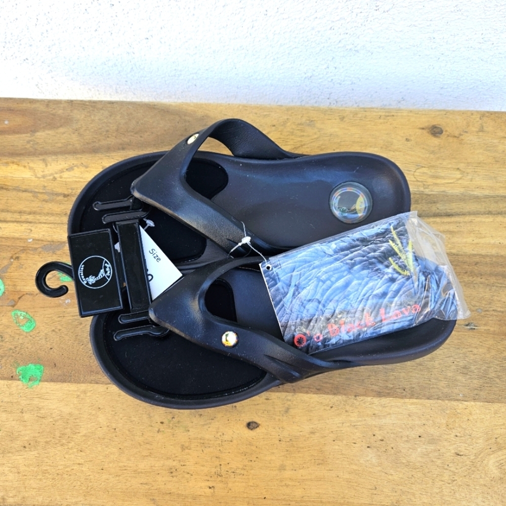 Hawaiian Jellys Ultra Comfort O'o Black Lava Unisex  Sandals Women's Siz…